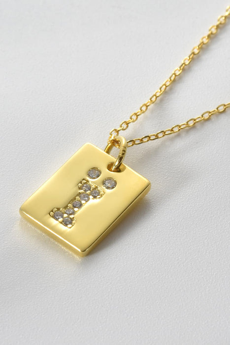 Inlaid Zircon Rectangle Pendant Necklace-Fancey Boutique