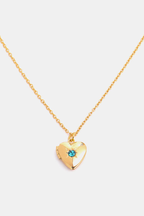 Zircon Heart Shape 14K Gold-Plated Pendant Necklace-One Size-Fancey Boutique