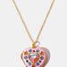 Rhinestone Decor Heart Box Pendant Necklace-One Size-Fancey Boutique