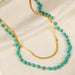 Turquoise Titanium Steel Double-Layered Necklace-One Size-Fancey Boutique