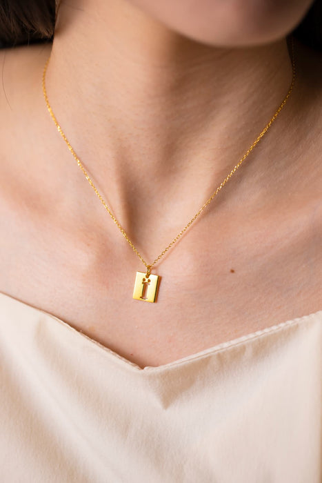 Cutout Rectangle Pendant Necklace-Fancey Boutique