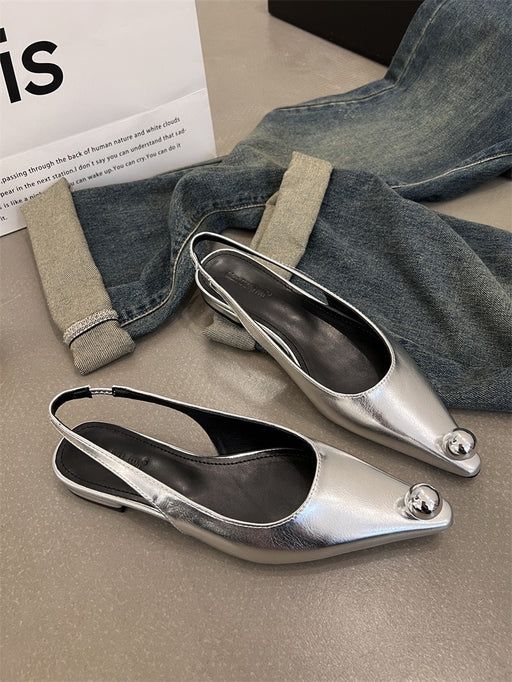 Flats Sandals Elegant Women Shoes Female Footwear Shallow Fashion Metal Slides Ladies Sandals Shoes-36-Fancey Boutique