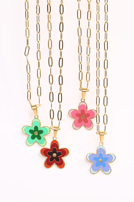 Flower Pendant Stainless Steel Necklace-Fancey Boutique