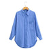 Color-Blue-Summer Women Clothing Slimming Solid Color Loose Long Sleeves Shirt Top-Fancey Boutique