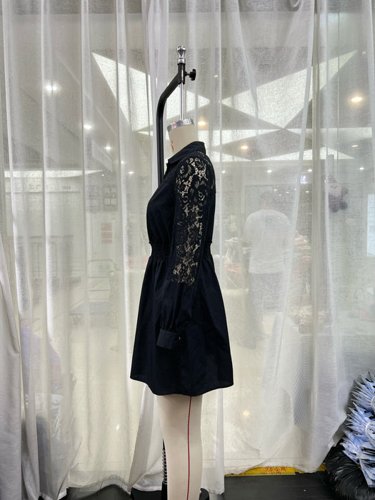 Color-Exclusive for Black Dress WaistTight Slimming Sense of Design Loose Shirt Dress-Fancey Boutique