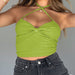 Summer Women Clothing Sunken Stripe cropped Backless Sleeveless Vest Halter Top Women-Fancey Boutique