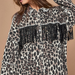 Color-Leopard-Popular Leopard Print Denim Jacket Fall Winter Trend Washed Distressed Tassel Denim Jacket-Fancey Boutique