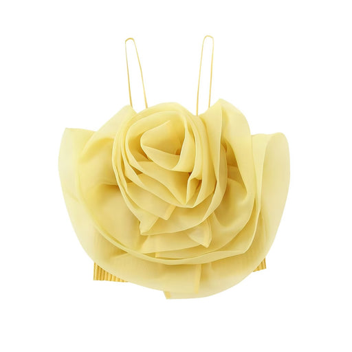 Autumn Sexy Three Dimensional Floral 3D Rose Decoration Wrapped Chest Strap Small Top Women-Fancey Boutique