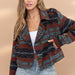 Color-Dark Red-Popular Aztec Woolen Coat Autumn Winter Thickening Trendy Jacket-Fancey Boutique