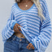 Color-Blue-Autumn Winter Pullover Stripe Women Knitwear V neck Women Clothing Plus Size Sweater Women-Fancey Boutique