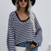 Color-Black-Autumn Winter Pullover Stripe Women Knitwear V neck Women Clothing Plus Size Sweater Women-Fancey Boutique