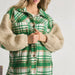 Color-Green-Popular Contrast Color Check Jacket Autumn Winter Thickening Plaid Stitching Lamb Wool Coat-Fancey Boutique