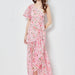 Women Sexy Slanted Shoulder Heart Cut Flower Print Asymmetric One Shoulder Slim Fit Waist Ruffle Dress-Fancey Boutique