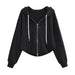 Double Headed Zipper Drawstring Hoodie Women Clothing Curved Hem Hoodie Warm-Fancey Boutique