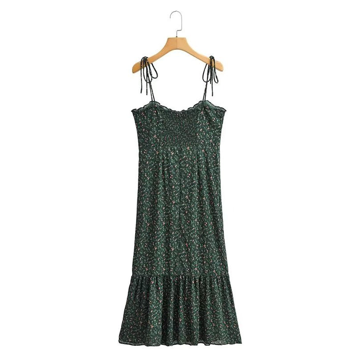 Fall Women Clothing Elastic Waist Waist Tube Top Printing Slip Dress-Fancey Boutique