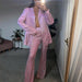 Color-Pink Coat-Glitter Camisole Slim Straight High Waisted Trousers Flash Coat Nightclub Suit-Fancey Boutique