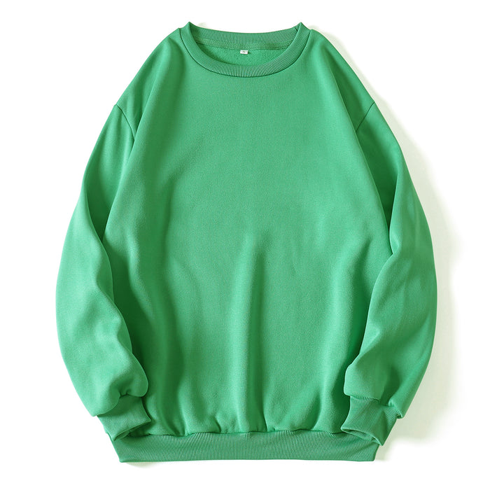 Color-Green-Autumn Winter Thickening round Neck Sweater Women Fleece Lined Women Long Sleeve T Trendy Loose Top Sweatshirt-Fancey Boutique