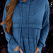 Color-royal blue-Ladies Loose Waffle Cotton Loose Kangaroo Pocket Hooded-Fancey Boutique