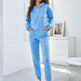 Color-Light Blue-Sports Suit Women Brand Loose Fitting Western Solid Color Hooded Sweater Set plus Velvet Thickened Women-Fancey Boutique