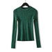 Color-Green-Sweater Women Korean Long Sleeved round Neck Sweater Women Knitted Bright Line Sexy Slim Bottoming Shirt-Fancey Boutique