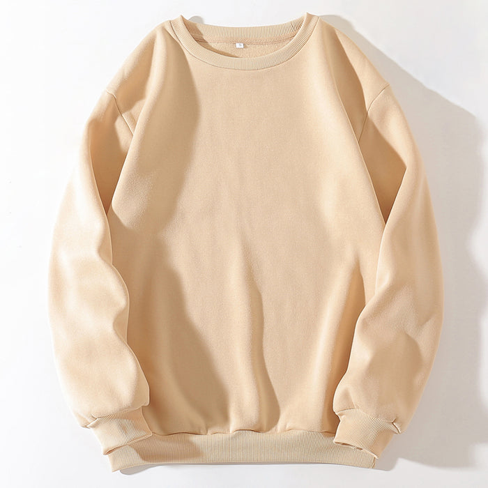 Color-Khaki-Women Clothing Round Neck Cashmere Bottoming Casual Sport Women Loose Autumn Sweater Women Sweatshirt-Fancey Boutique