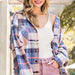 Color-Blue plaid-Women Clothing Autumn Winter Plaid Coat Casual Loose Lapels Woolen Coat-Fancey Boutique