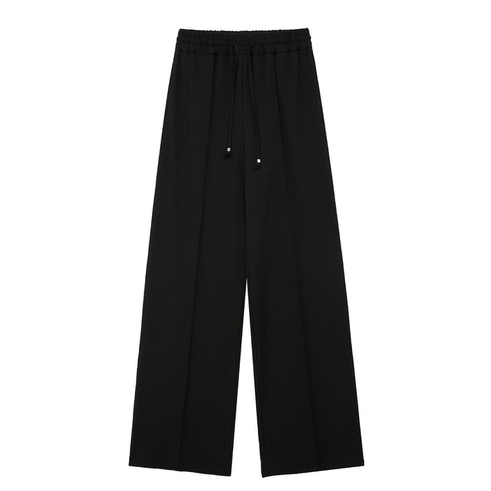 Color-Black-Simple Solid Color Casual Trend Loose Straight Trousers Pants-Fancey Boutique