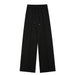 Color-Black-Simple Solid Color Casual Trend Loose Straight Trousers Pants-Fancey Boutique