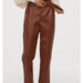 Color-Brown-Summer High Waist plus Velvet Faux Leather Pants Casual Pants-Fancey Boutique