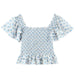 Color-Blue-Early Spring Women Clothing Elastic Smocking Slim Square Collar Two Piece Skirt Sets-Fancey Boutique