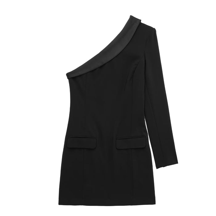 Color-Black-Autumn Winter Women Clothing Belt Shirt Dress Short-Fancey Boutique