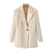 Color-Ivory-Fall Women Clothing Office Solid Color Single Button Double Layer Collar Slim Blazer-Fancey Boutique