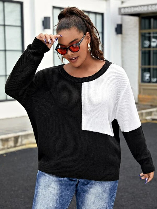 Color-Black-Plus Size Autumn Winter Sweater Pullover Sweater Top Long Sleeve Women Sweater-Fancey Boutique