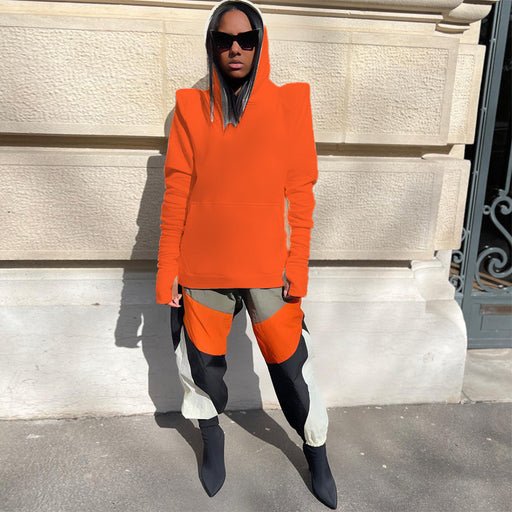 Color-Orange-Women Clothing Winter Casual Wild Solid Color Simple Hooded Sweatshirts-Fancey Boutique