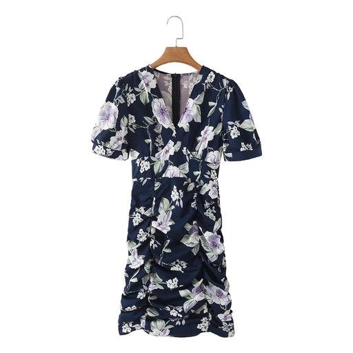 Color-Multi-Dress Autumn Rose Silhouette Printed Lace up Shirt Dress-Fancey Boutique