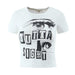 Women Clothing Large Eyes Letter Graphic Printed round Neck Short Sleeve High Elastic White T Shirt-White-Fancey Boutique