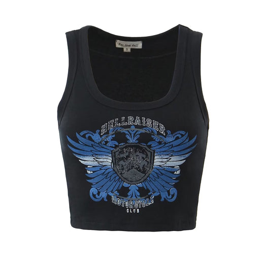 Color-Black-Wings Printing Vest-Fancey Boutique