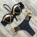 Color-S12 Black-Bronzing Stitching Black Bikini Lady Sexy Swimwear Swimsuit Bikini-Fancey Boutique