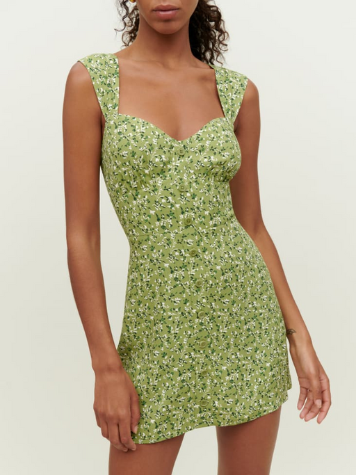 Summer French High Waist Slim Fit Slimming Printed Commuting Elegant Strap Dress-Fancey Boutique