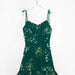 Fresh Slim Fit Slimming Short Pastoral Ruffled Printing Slip Dress Summer-Green-Fancey Boutique