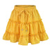 Color-Yellow Dots-HighWaist Ruffles Floral Skirt Printed Beach A line Skirt-Fancey Boutique