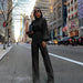 Color-Black-Half Turtleneck Lantern Sleeve Simple Capable Office Lady Jumpsuit-Fancey Boutique