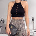 Internet Celebrity Knitted Halter Vest-Black-Fancey Boutique