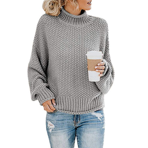 Color-Gray-Autumn Winter Knitwear Women Clothing Thick Thread Turtleneck Pullover Women-Fancey Boutique