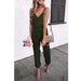 Women Clothing Solid Color Sling Belt Jumpsuit-Army Green-Fancey Boutique