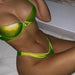 Color-Green-Bright Leather Hard Bag Bikini Gathering Swimwear Swimsuit-Fancey Boutique