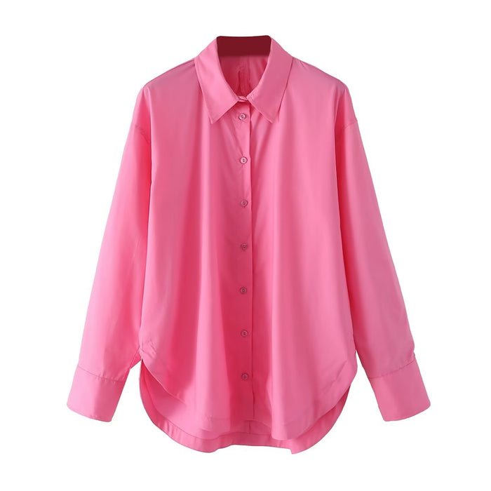 Color-Heart Shaped Opening Design Long Sleeve Shirt Women Spring-Fancey Boutique