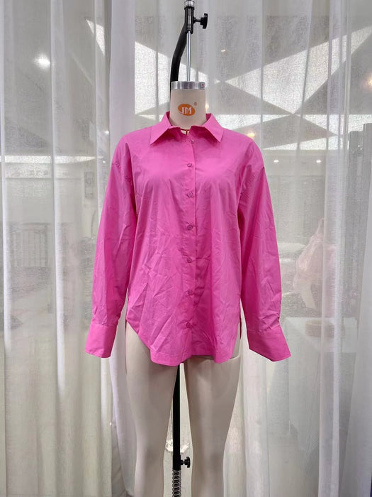 Color-Heart Shaped Opening Design Long Sleeve Shirt Women Spring-Fancey Boutique