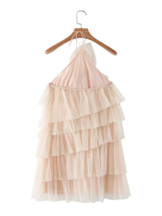 Summer Mesh Niche Sleeveless Pleated Dress Women-Fancey Boutique