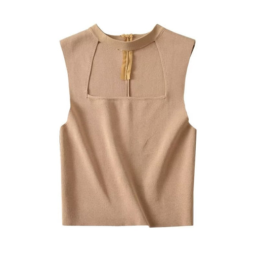 Women Early Spring Neck Square Collar Sleeveless Knitted Top-Fancey Boutique